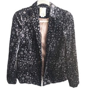 ANTHROPOLOGIE Elevenses Lumi floral crushed velvet blazer 2